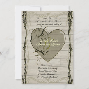 Faire-part de mariage Rustic Wood Hearts and Vines