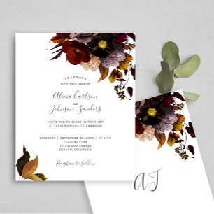 Faire-part de mariage rustique automnal burgundy à