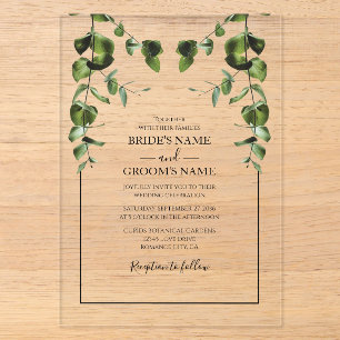 Faire-part de mariage rustique aux feuilles d'euca