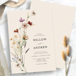 Faire-part de mariage Rustique aux fleurs sauvages