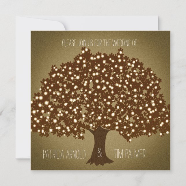 Faire-Part de Mariage Rustique avec Arbre Éclairé  (Devant)