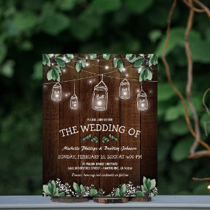 Faire-part de mariage rustique avec pot de verdure