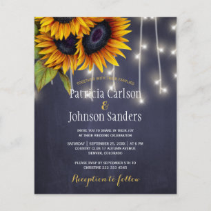 Faire-part de mariage rustique avec tournesol et t