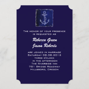 faire-part de mariage rustique bleu ancre nautique