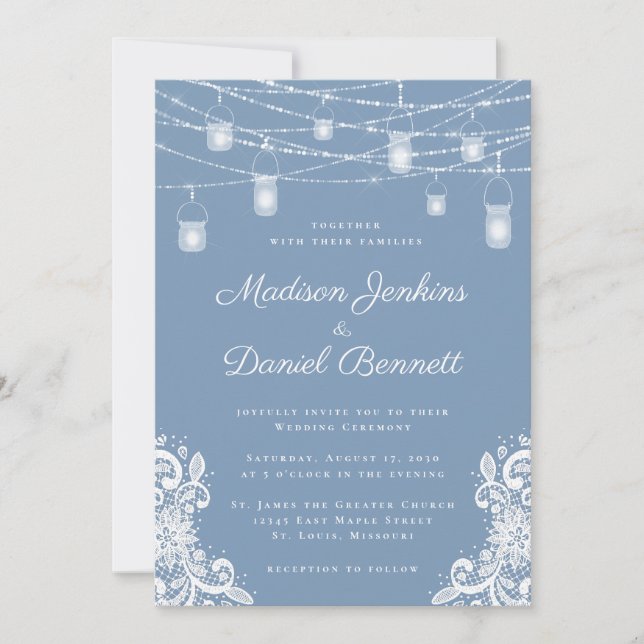 Faire-part de mariage Rustique Bleu Poussiéreux av (Devant)