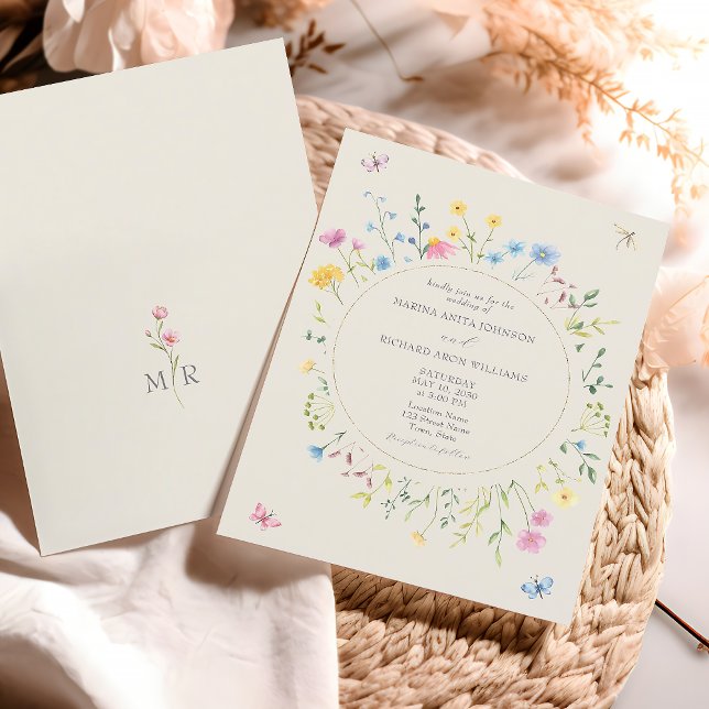 Faire-part de mariage rustique boho avec fleurs sa (Créateur téléchargé)