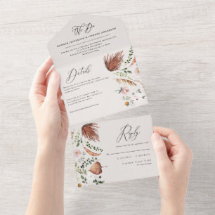 Faire-part de mariage rustique boho botanique en s