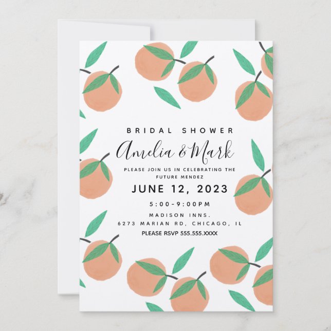 Faire-part de Mariage Rustique Botanique Orange De (Devant)