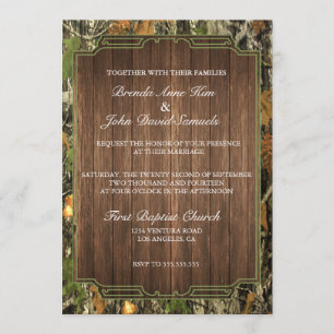 Faire-part de mariage rustique Camo Wood