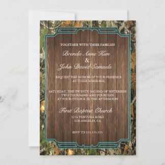 Faire-part de mariage rustique Camo Wood