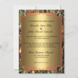 Faire-part de mariage rustique Camo Wood