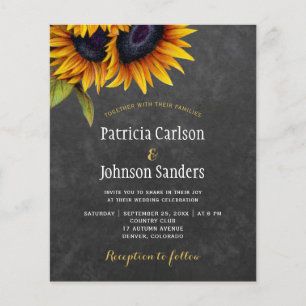 Faire-part de mariage rustique chic avec tournesol