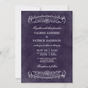 Faire-part de mariage rustique chic - violet