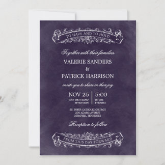 Faire-part de mariage rustique chic - violet