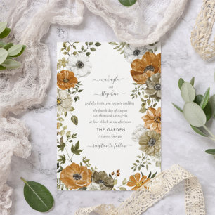 Faire-part de mariage rustique d'automne à fleurs