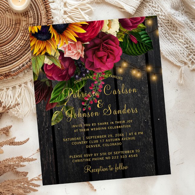 Faire-part de mariage rustique d'automne avec tour (Créateur téléchargé)