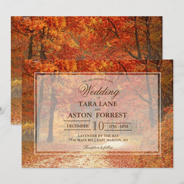 Faire-part de mariage rustique d'automne d'arbre (Devant / Derrière)