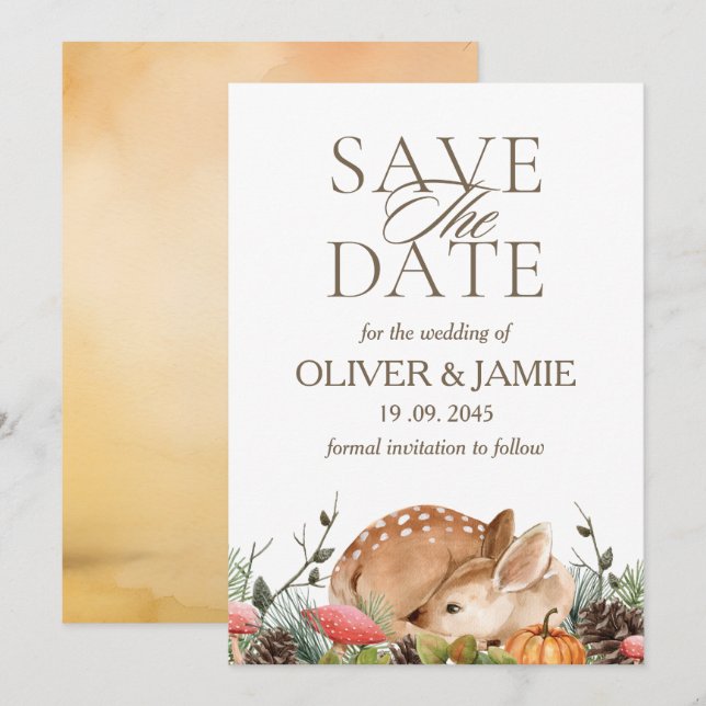 Faire-part de mariage rustique d'automne en forêt (Devant / Derrière)