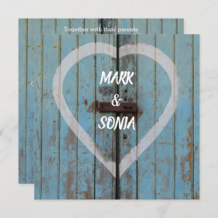 Faire-part de mariage rustique de la porte de la b