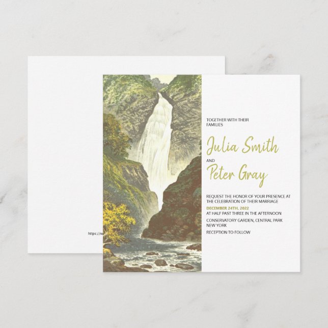 Faire-part de mariage Rustique de paysage de casca (Devant / Derrière)