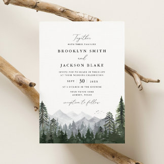 Faire-part de mariage rustique de pin de montagne