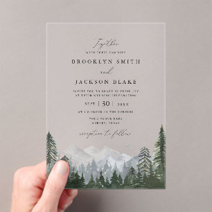 Faire-part de mariage rustique de pin de montagne