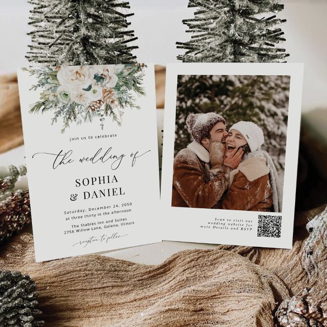 Faire-part de mariage rustique de Pinecone d'hiver (Créateur téléchargé)