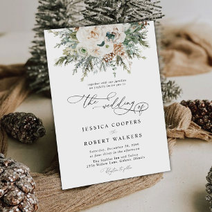 Faire-part de mariage rustique de Pinecone d'hiver