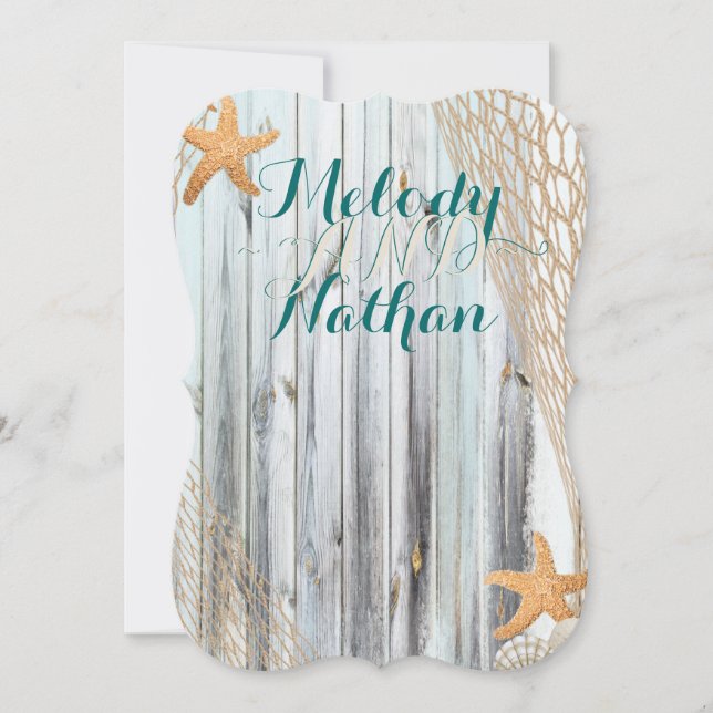 Faire-part de mariage Rustique de poisson-Starfish (Devant)