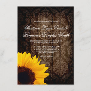 Faire-part de mariage rustique de tournesol