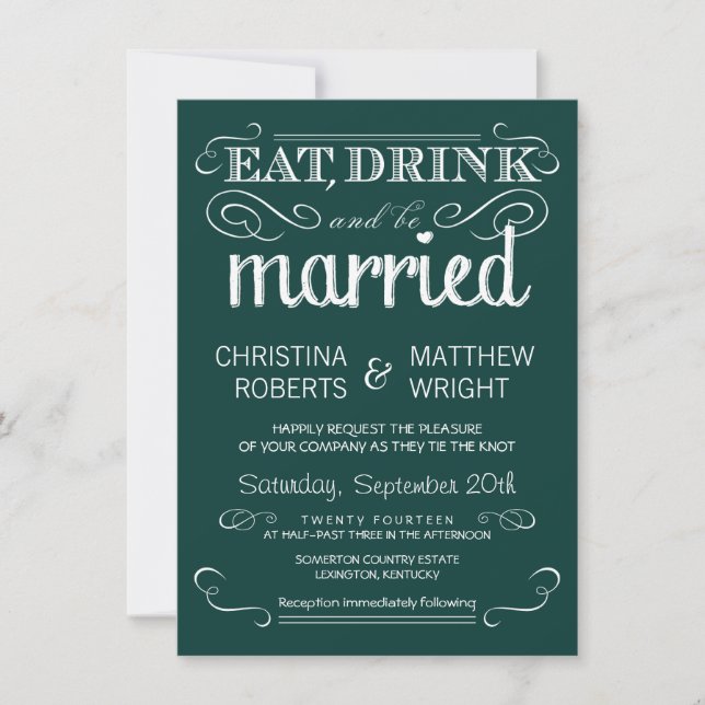 Faire-part de mariage rustique de vert vert de (Devant)