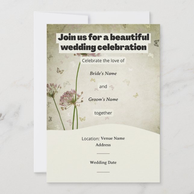 Faire-part de mariage rustique – Détails personnal (Devant)