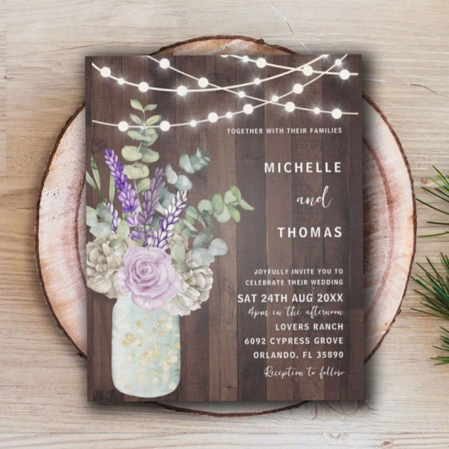 Faire-part de mariage rustique en bocal en bois (Créateur téléchargé)