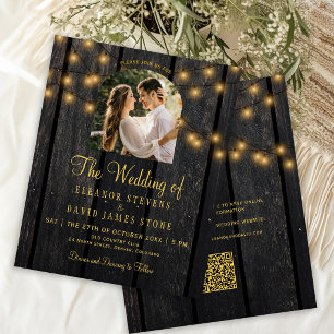 Faire-part de mariage rustique en bois country QR