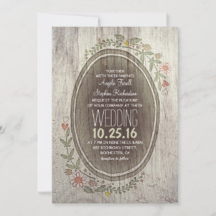 faire-part de mariage rustique en bois de campagne