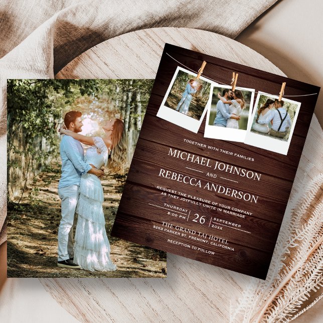 Faire-part de mariage rustique en bois de grange à (Créateur téléchargé)