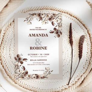 Faire-part de mariage rustique en coton