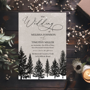 Faire-Part de Mariage Rustique en Forêt d'Hiver