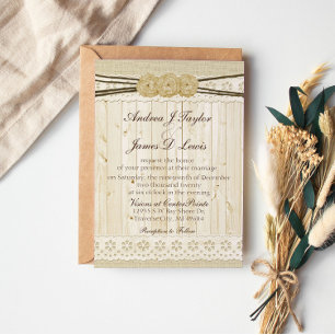 Faire-part de mariage rustique en toile de jute