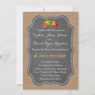 Faire-part de mariage rustique en toile de jute av