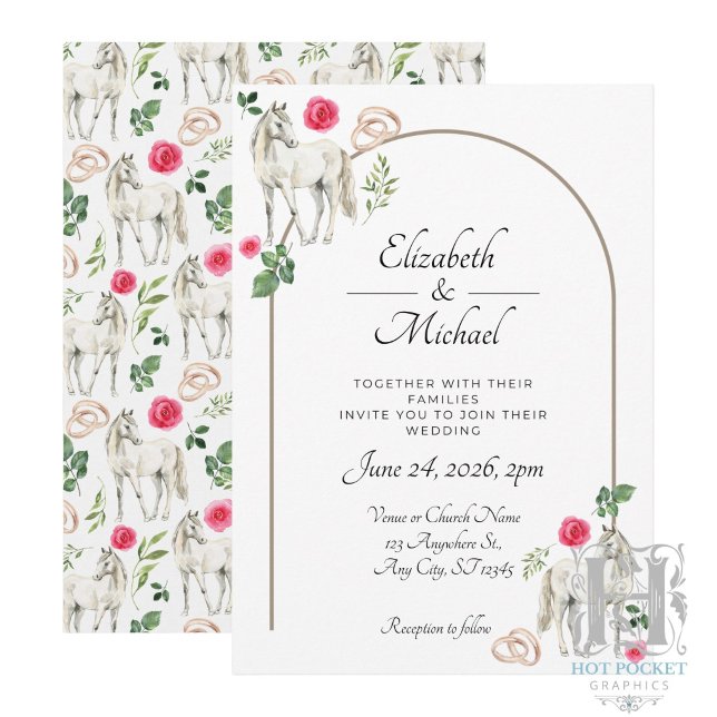 Faire-part de mariage rustique équestre floral ros (Créateur téléchargé)