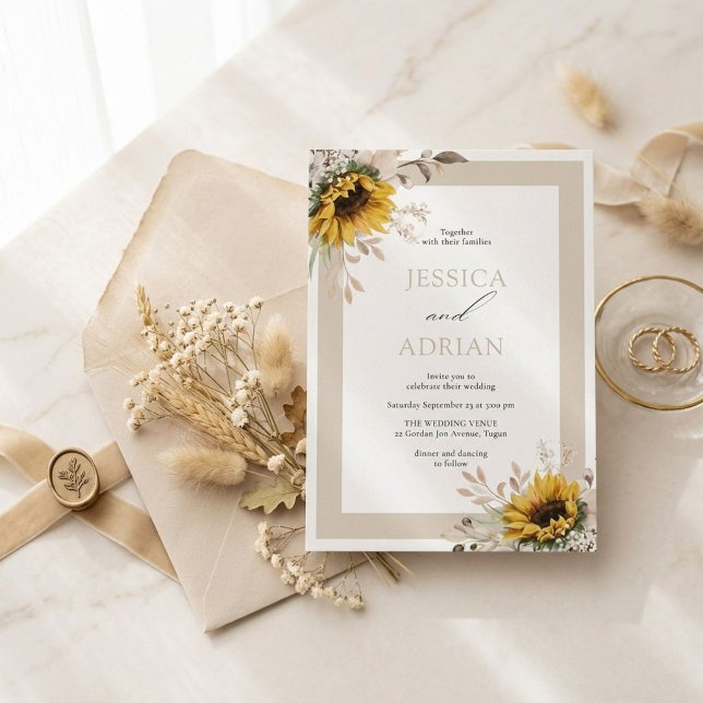 Faire-part de mariage rustique et floral élégant d (Créateur téléchargé)