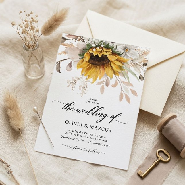 Faire-part de mariage rustique et floral élégant d (Créateur téléchargé)