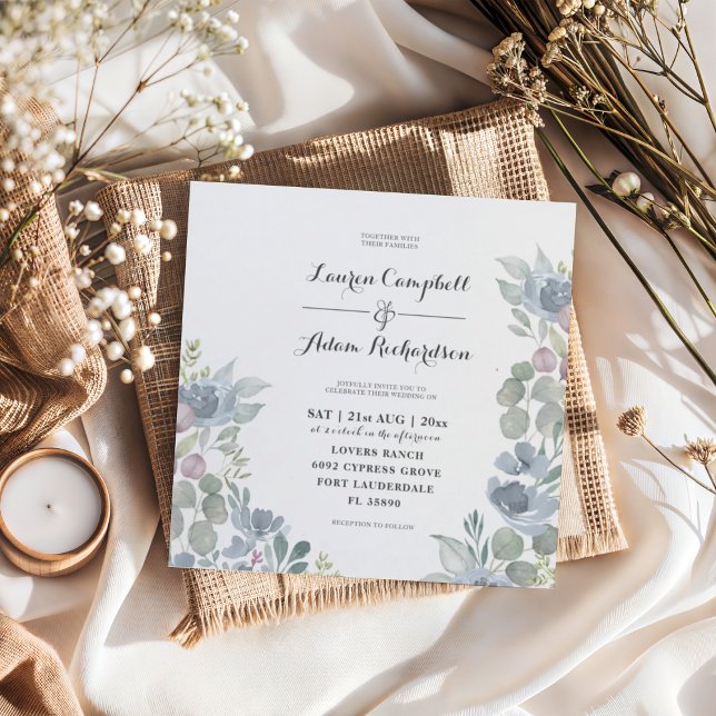 Faire-part de mariage Rustique Eucalyptus Bleu Pou (Créateur téléchargé)