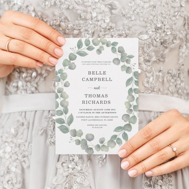 Faire-part de mariage Rustique Eucalyptus Bleu Pou (Créateur téléchargé)