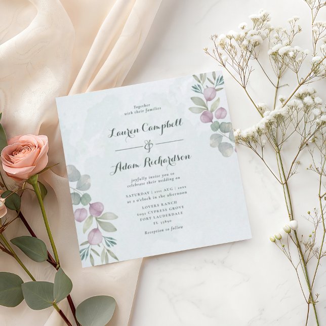 Faire-part de mariage rustique Eucalyptus Sage Ver (Créateur téléchargé)