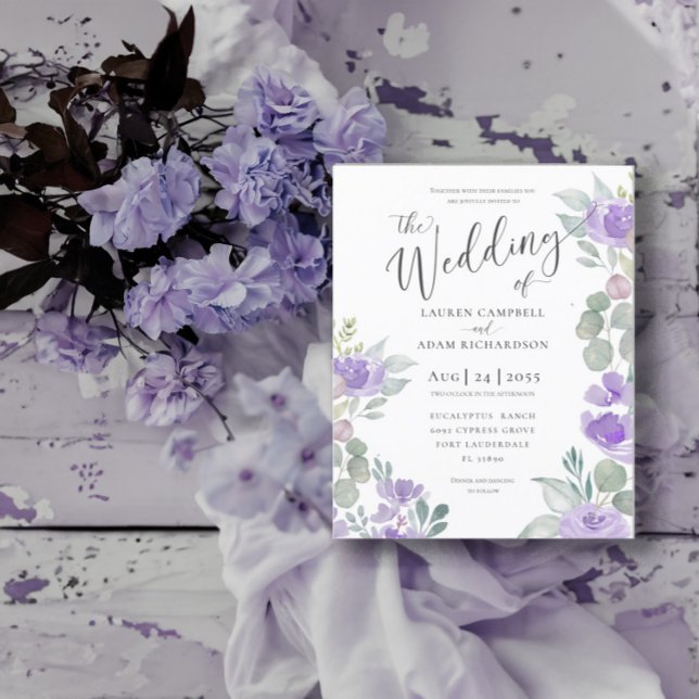 Faire-Part de Mariage Rustique Eucalyptus Violet à (Créateur téléchargé)
