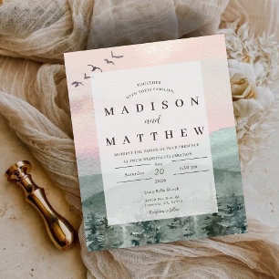Faire-Part de Mariage Rustique Forêt de Pins Écono