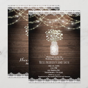 Faire-part de mariage rustique Gypsophile & Lumièr