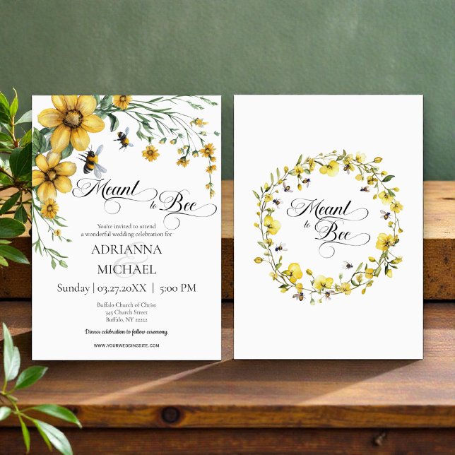 Faire-part de mariage Rustique Jaune Meant to Bee (Créateur téléchargé)